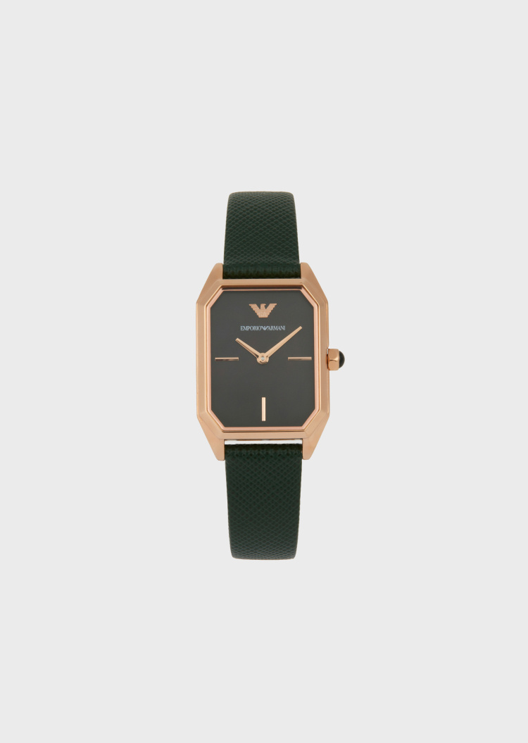 Emporio Armani 绿色皮革石英腕表