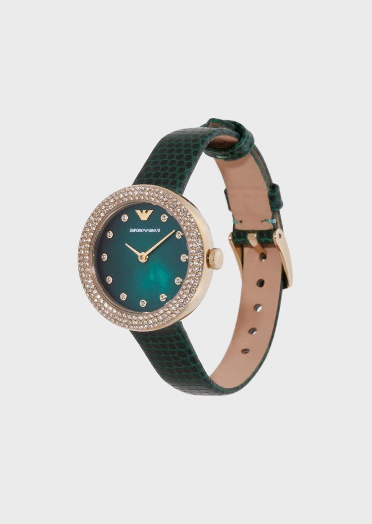 Emporio Armani 绿小圆盘石英腕表