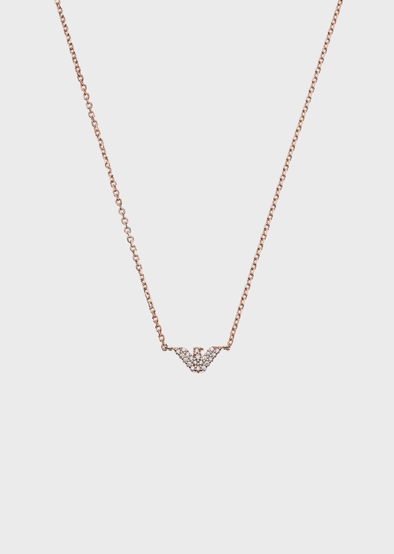 Emporio Armani 精巧LOGO玫瑰金项链
