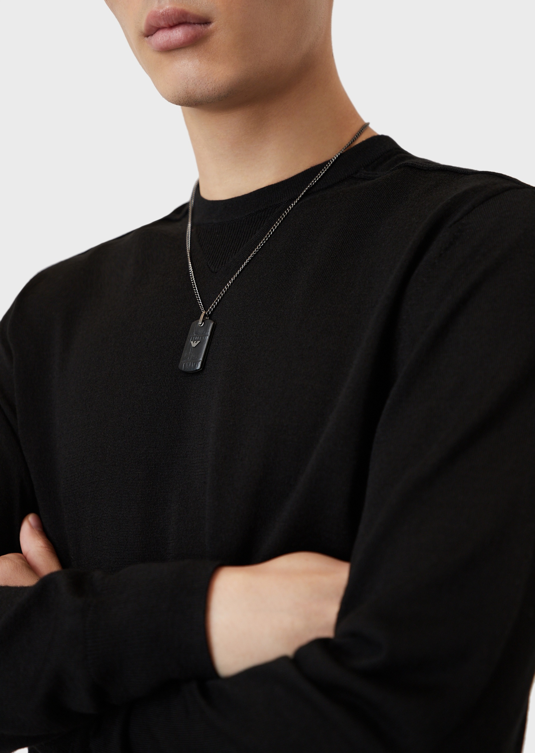Emporio Armani 潮酷徽标细链条项链