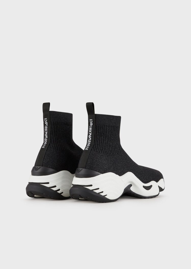 Emporio Armani 针织袜靴高帮休闲鞋