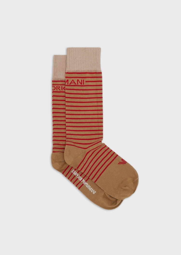 Emporio Armani 标识横条纹长筒袜