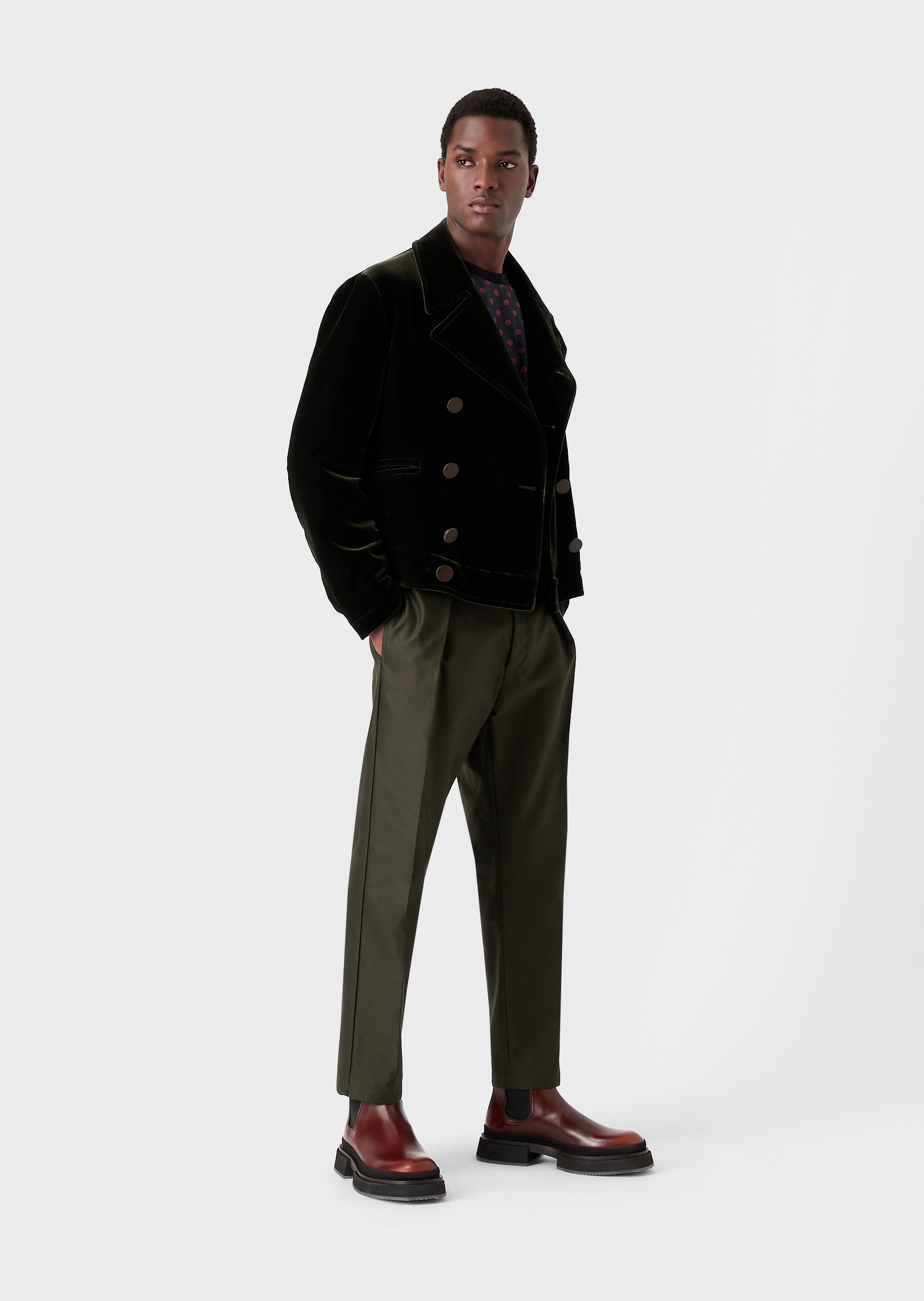 Giorgio Armani 双排扣天鹅绒夹克