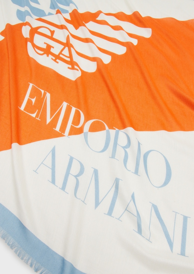 Emporio Armani 个性标识磨毛围巾