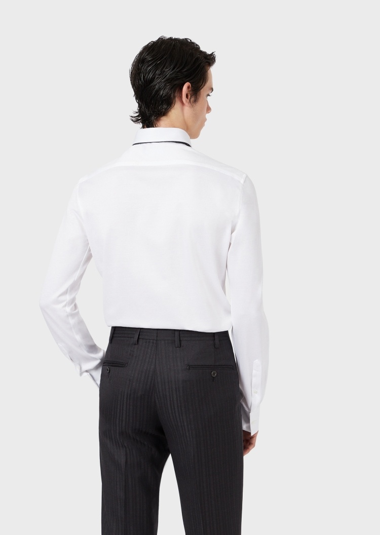 Emporio Armani 斜纹布修身长袖衬衫