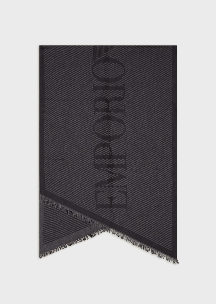 Emporio Armani 经典大字母条纹围巾
