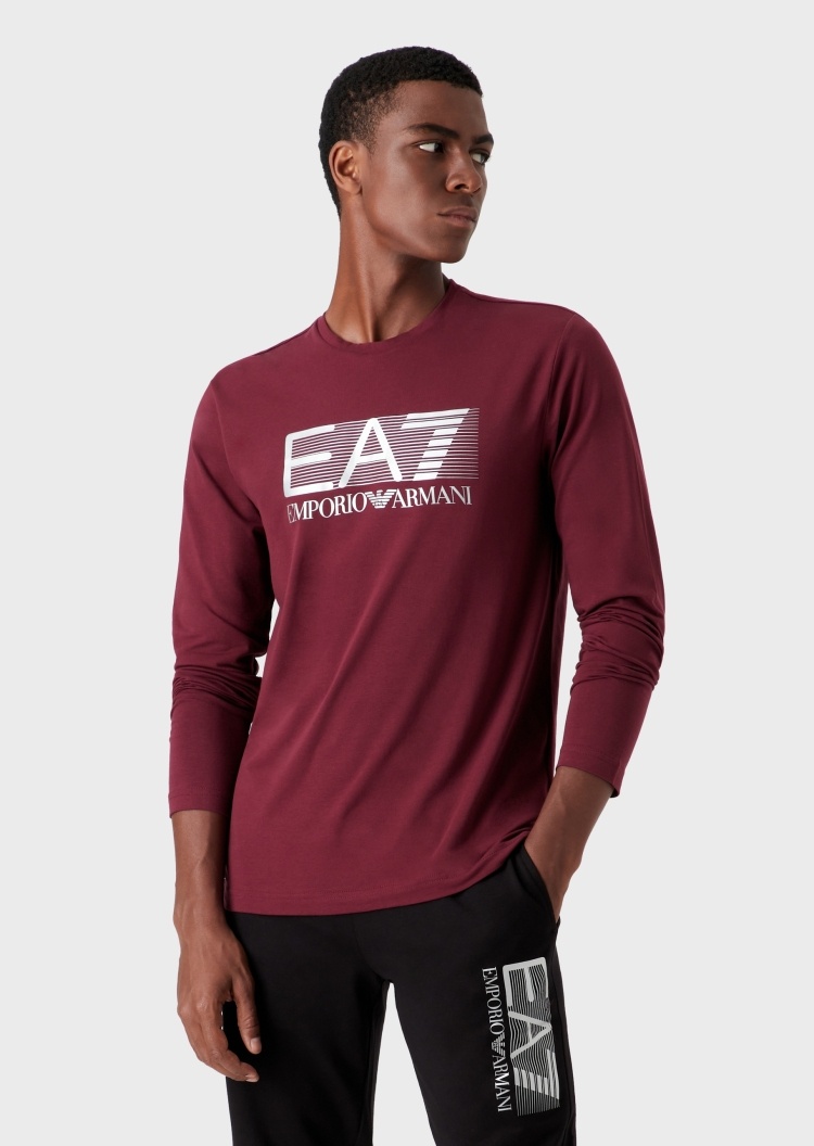 EA7 经典圆领长袖T恤