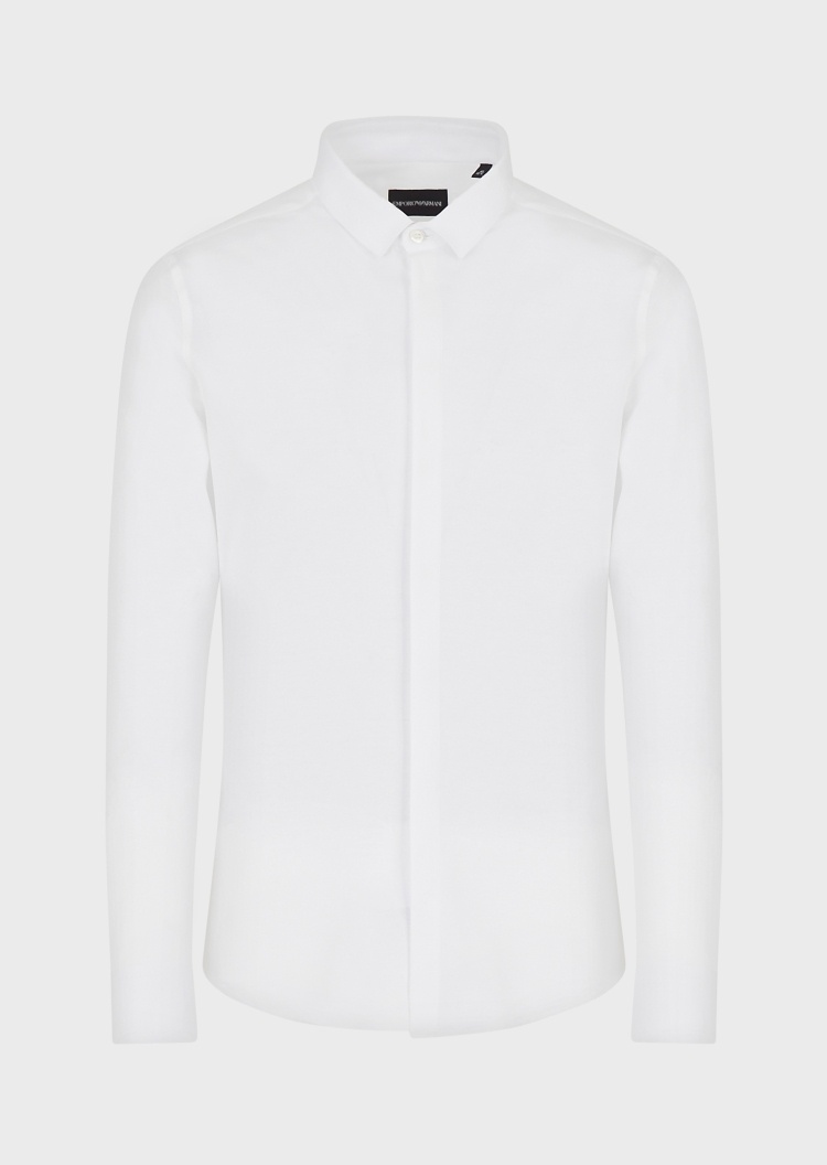 Emporio Armani 斜纹布修身长袖衬衫