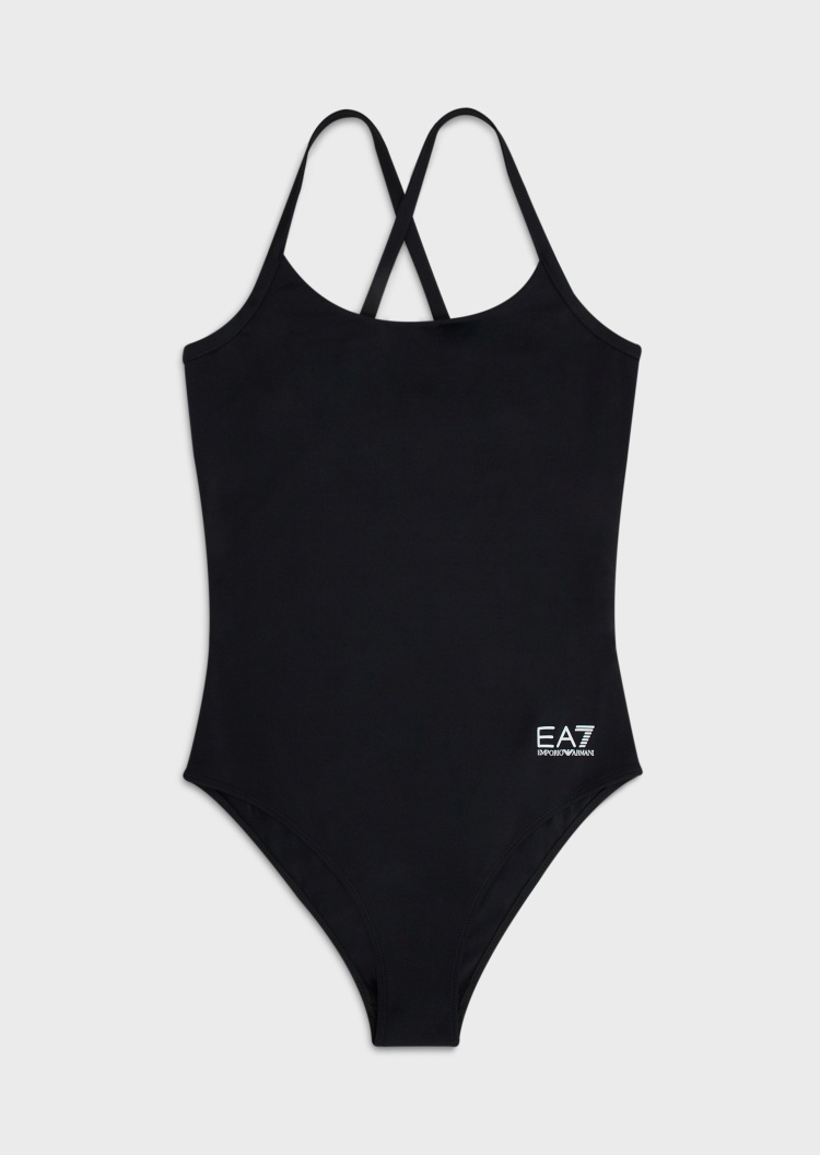 EA7 女士交叉背带运动连体泳衣