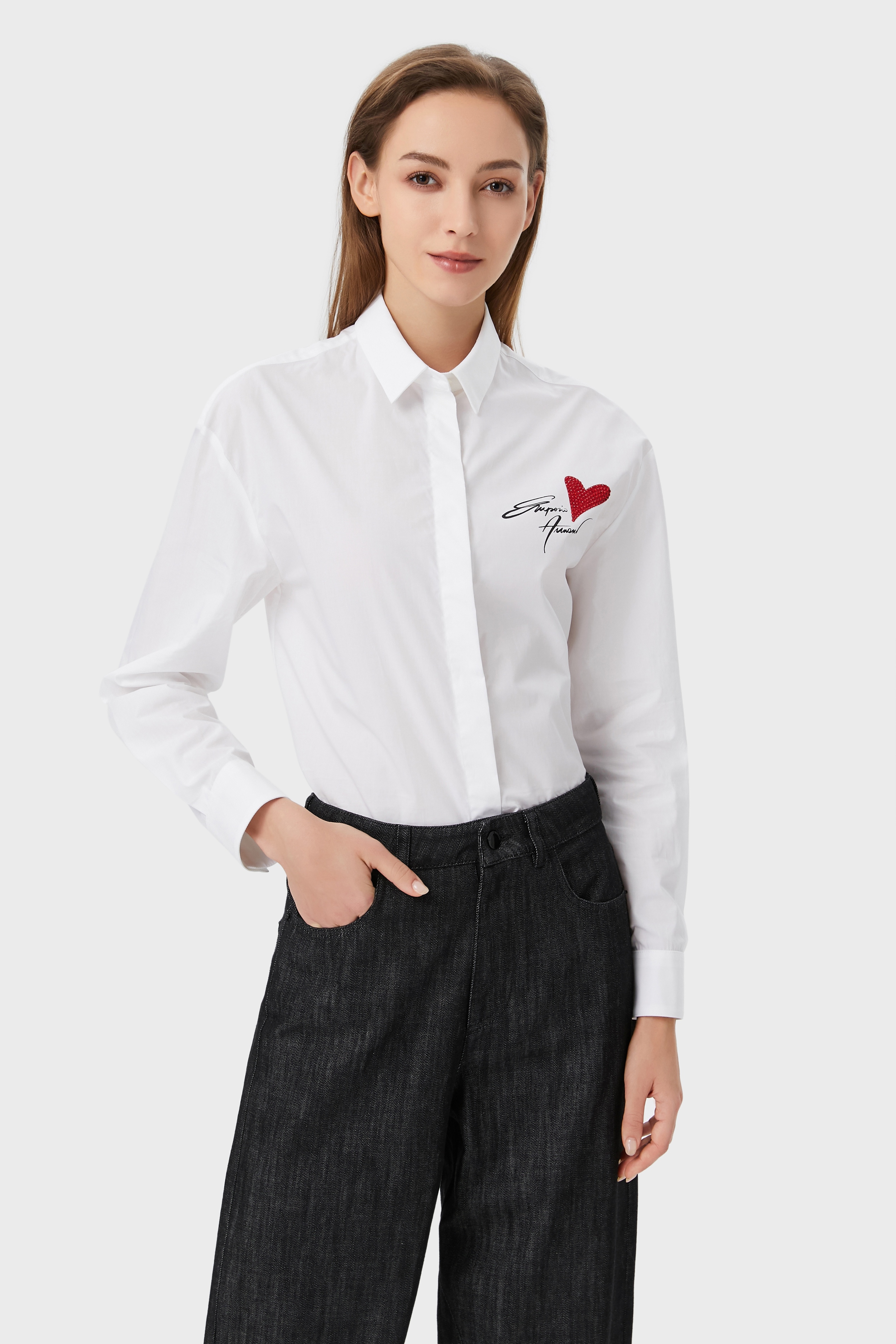Emporio Armani 刺绣印花长袖衬衫