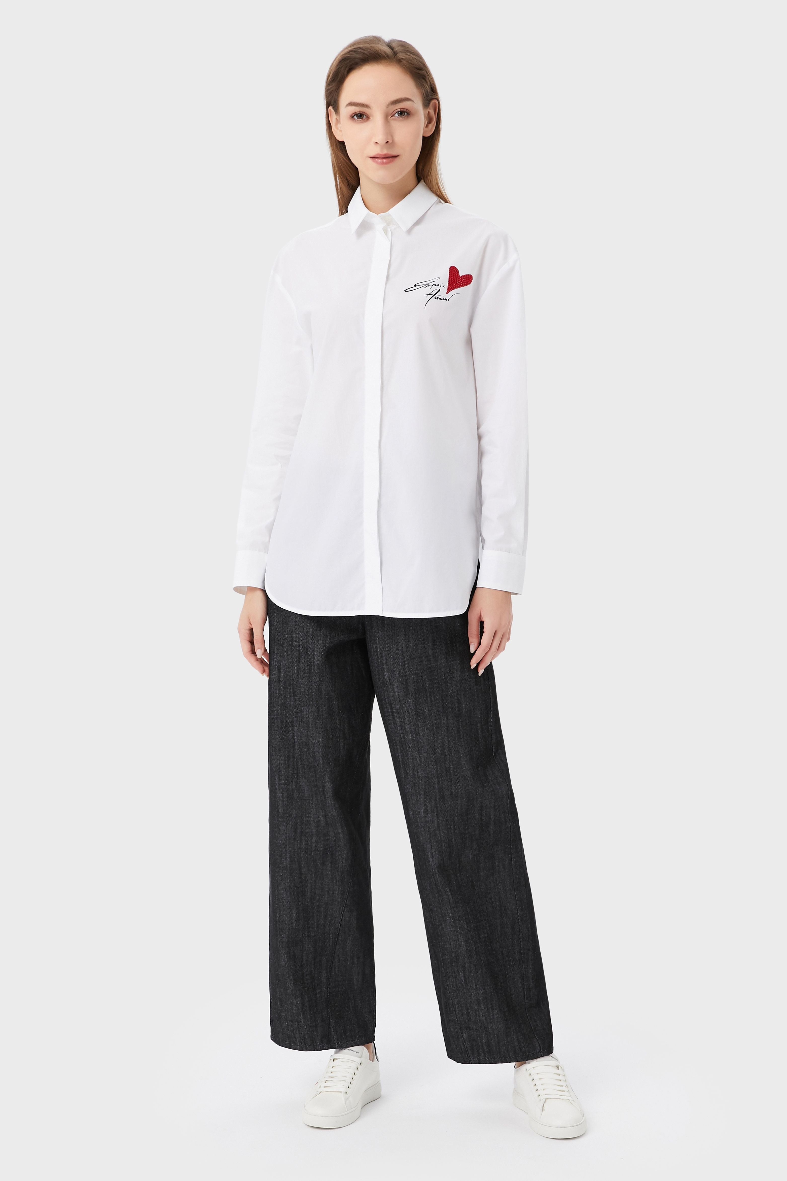 Emporio Armani 刺绣印花长袖衬衫