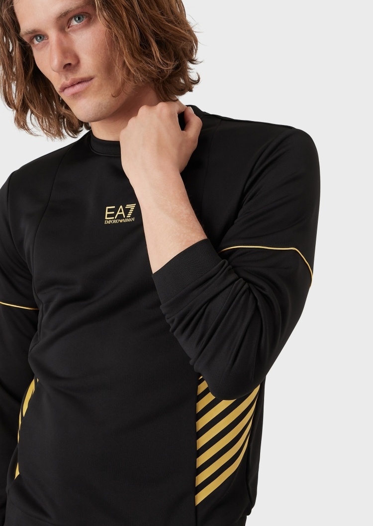 EA7 撞色圆领运动卫衣