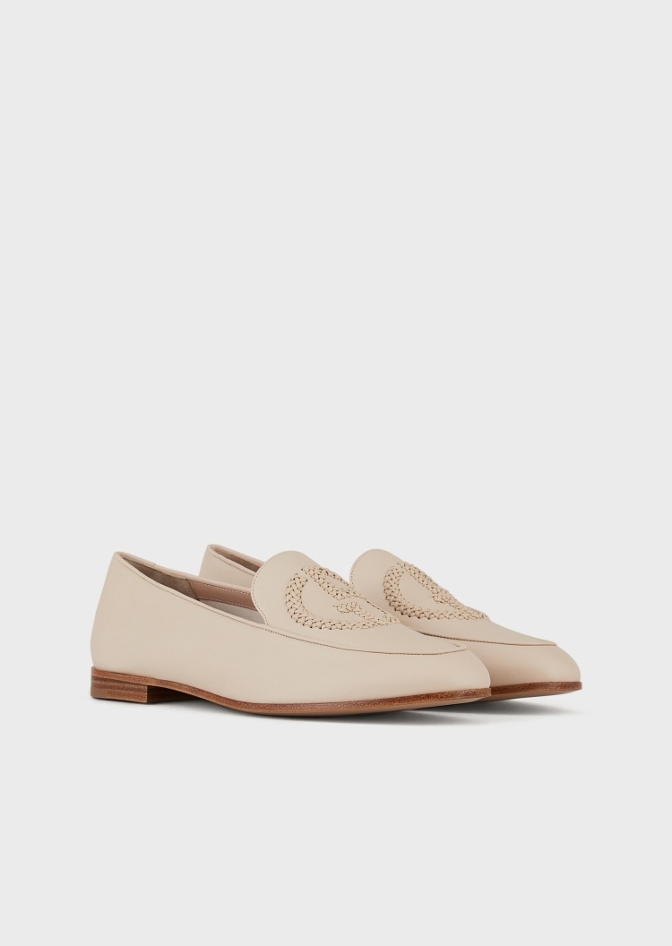 Giorgio Armani 刺绣皮革乐福鞋