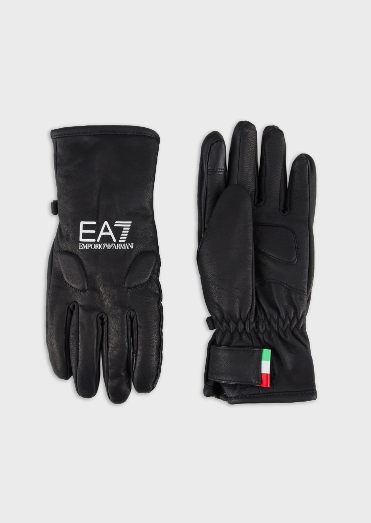 EA7 经典羊皮革时尚手套