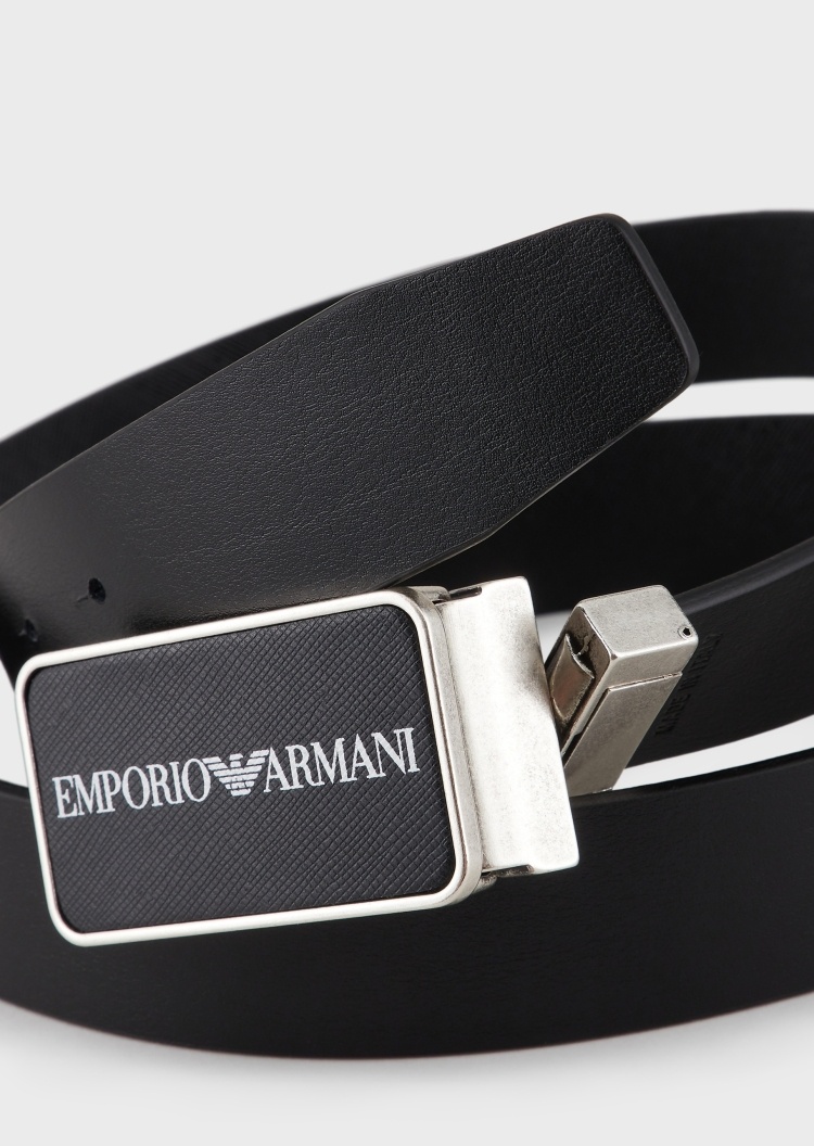 Emporio Armani 男士标识双面两用扳扣腰带