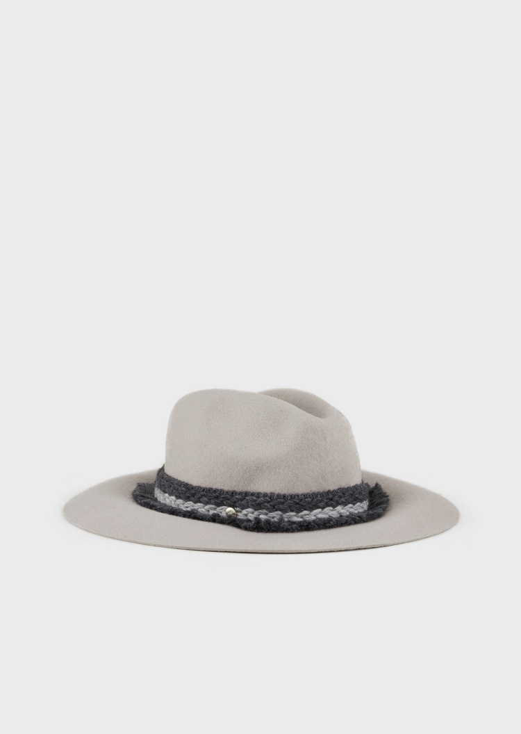 Emporio Armani 宽檐编制设计羊毛帽