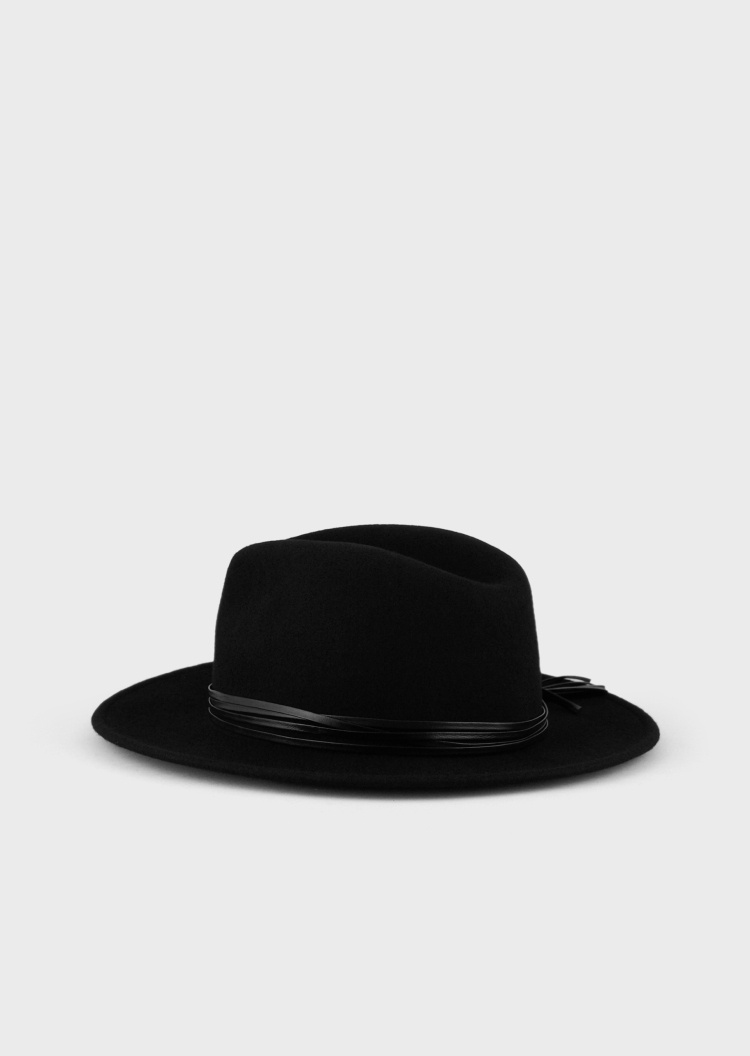 Giorgio Armani 立体皮革装饰宽边帽