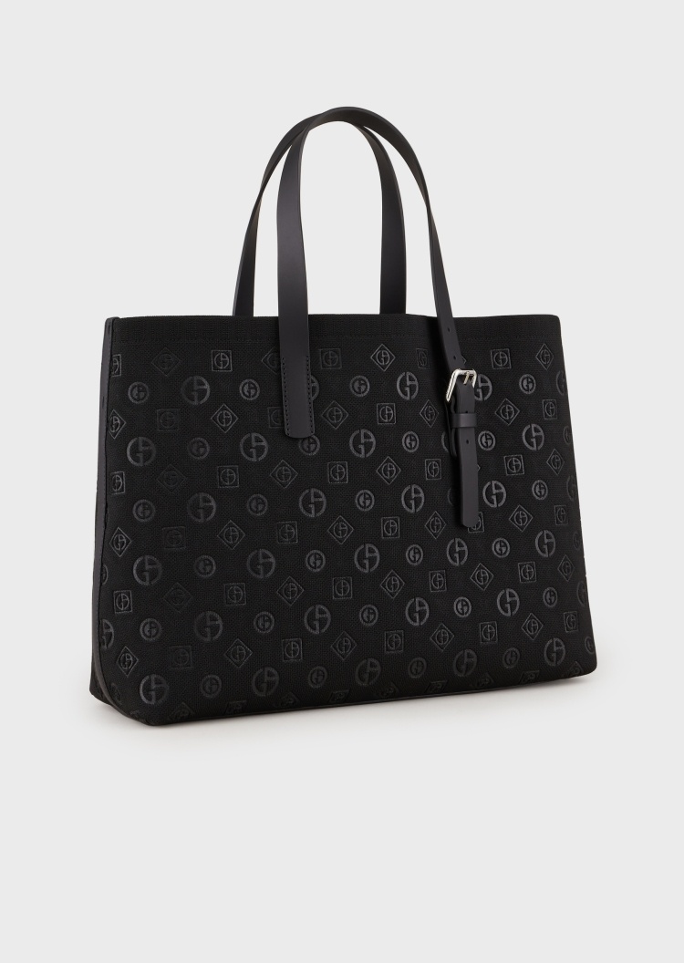 Giorgio Armani 通体标识布料手提包