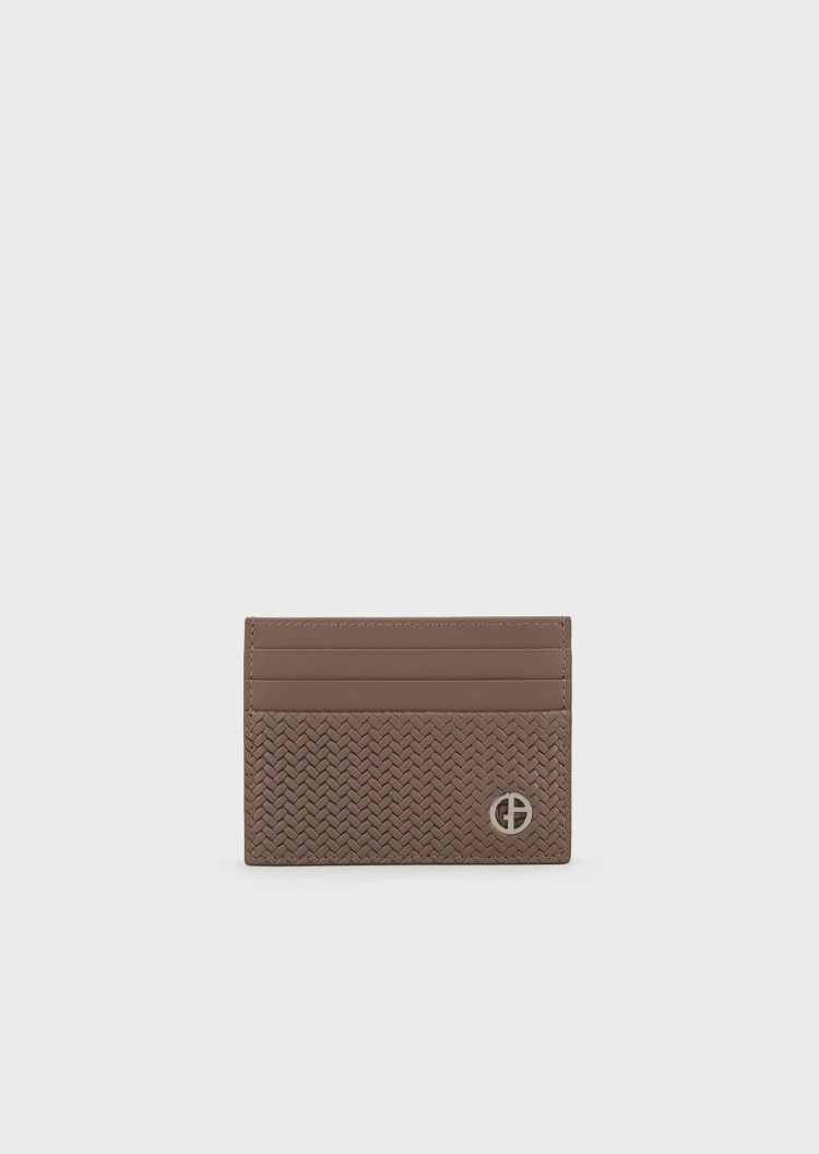 Giorgio Armani 时尚徽标皮革卡包