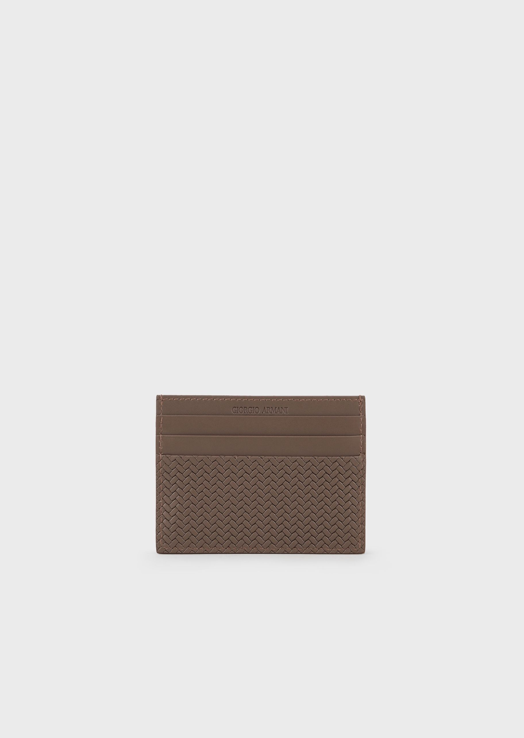 Giorgio Armani 时尚徽标皮革卡包