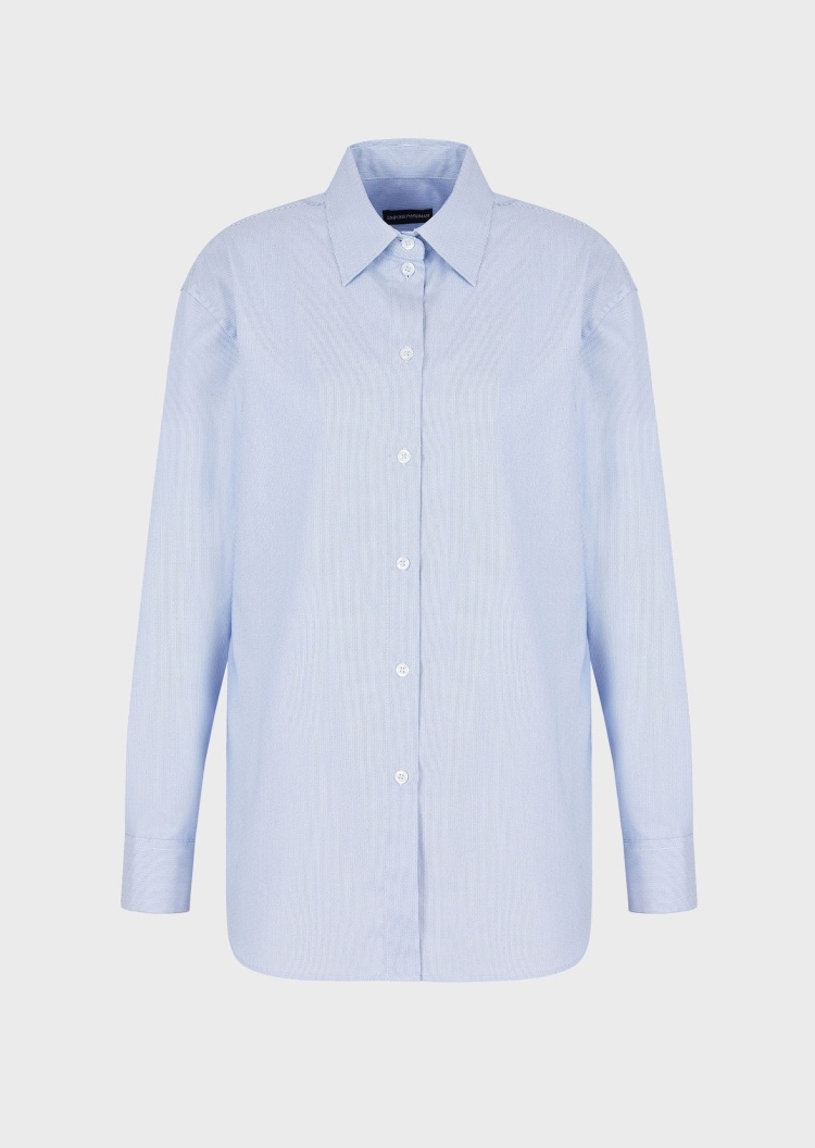 Emporio Armani 细条纹纯棉长袖衬衫