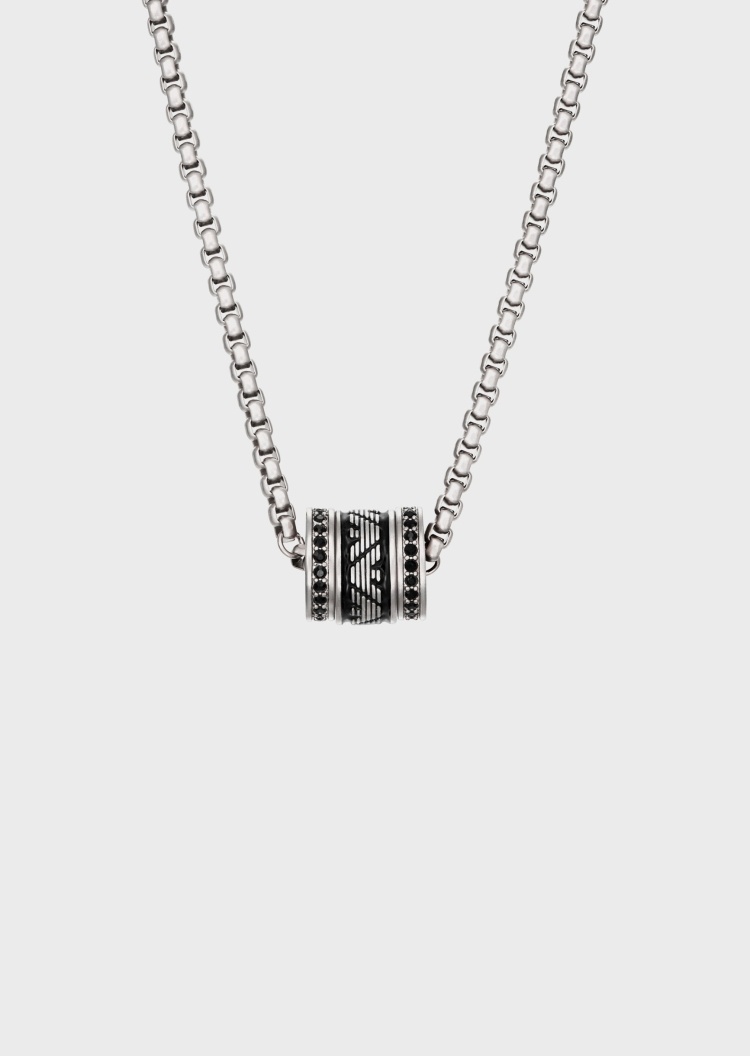 Emporio Armani 黑水晶盒子链项链