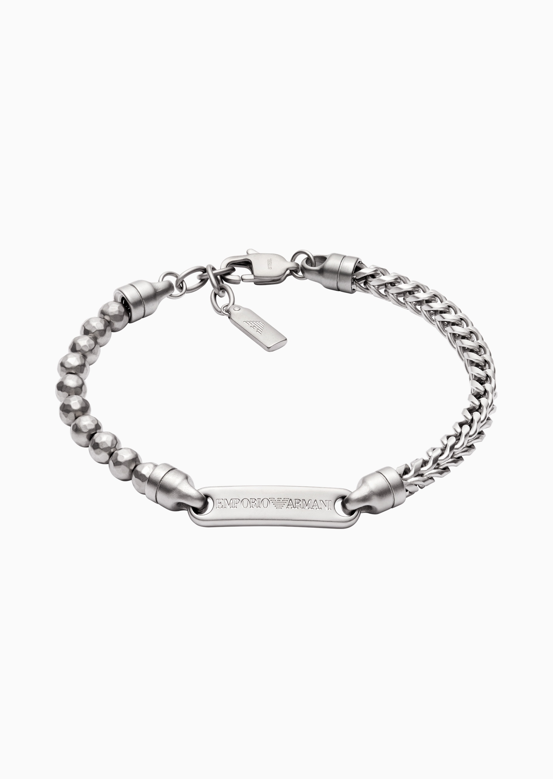 Emporio Armani 男士镭射珠龙骨链拼接素色手链项链礼盒套装
