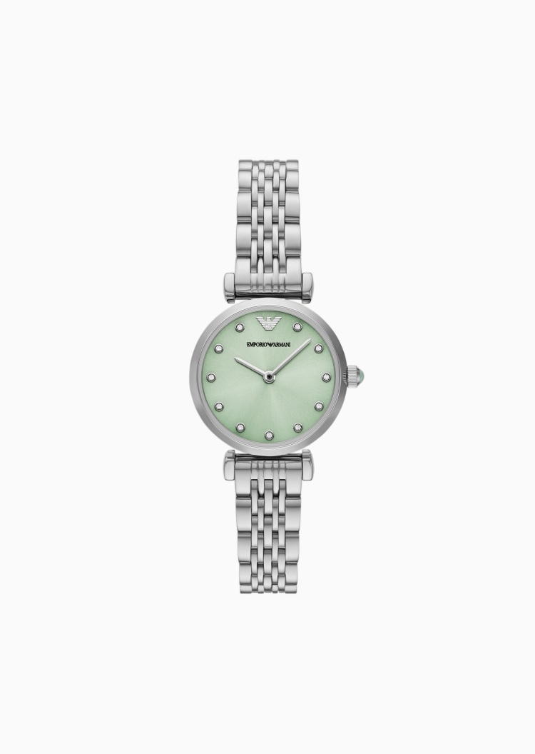 Emporio Armani 周雨彤同款女士编织钢链圆形小表盘石英腕表