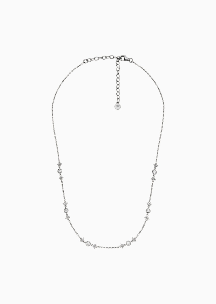 Emporio Armani 女士素雅银质锆石串联十字链项链