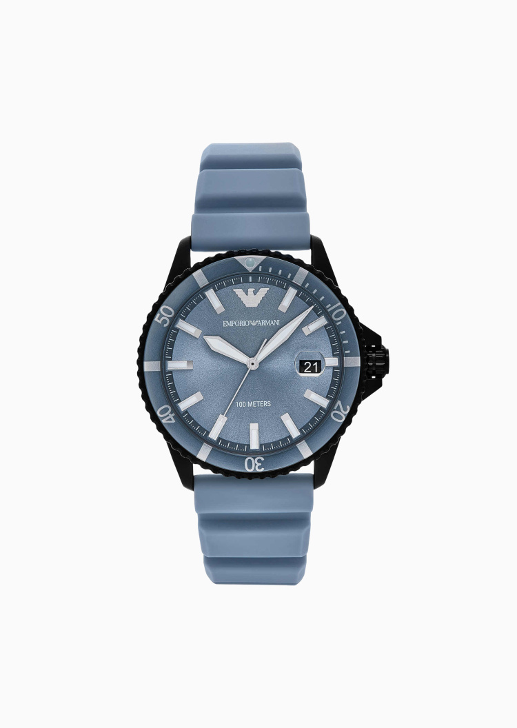 Emporio Armani 男士轮胎纹硅胶表带运动型石英腕表