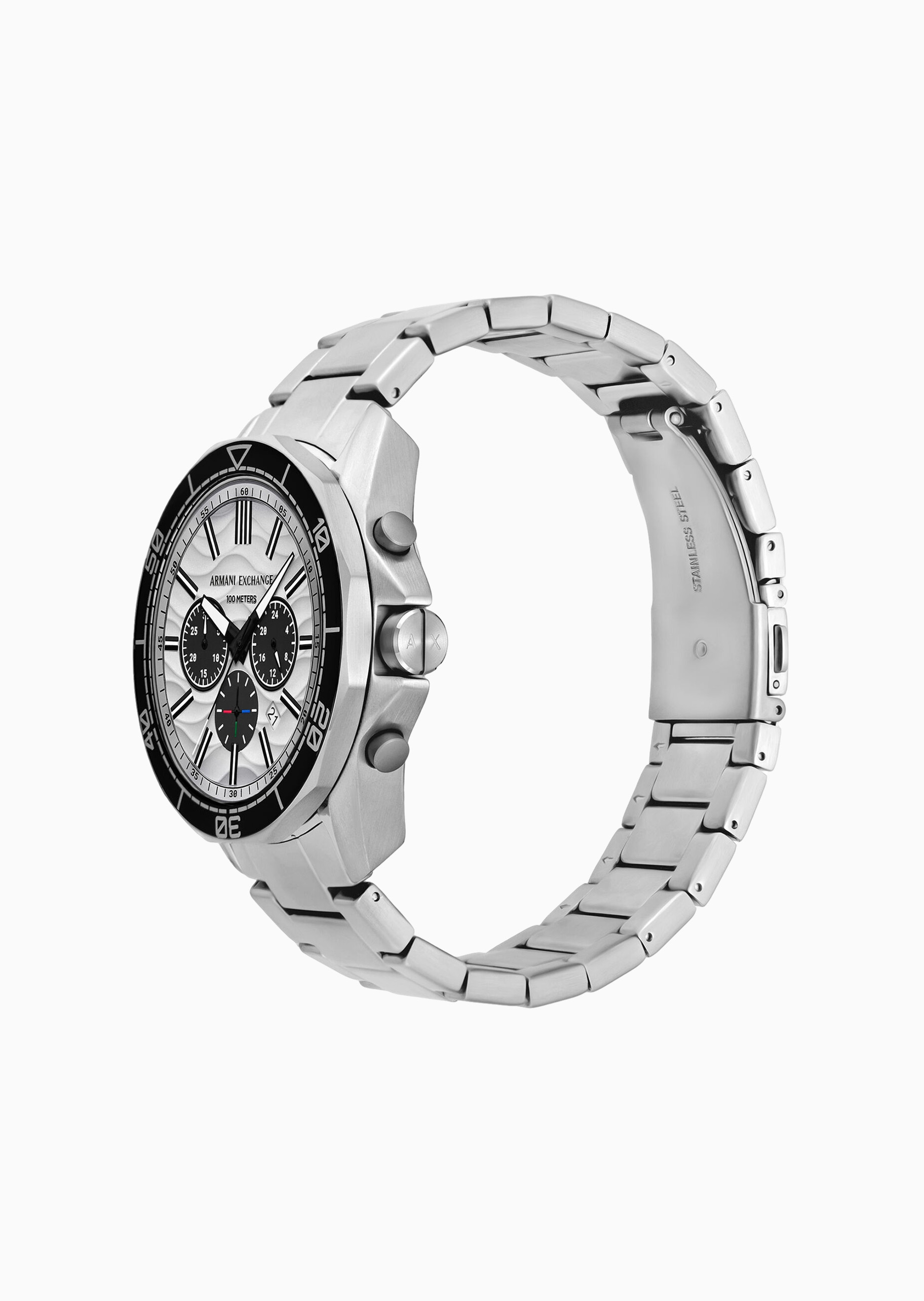 ARMANI EXCHANGE 男士功能表盘素色钢带时尚石英腕表