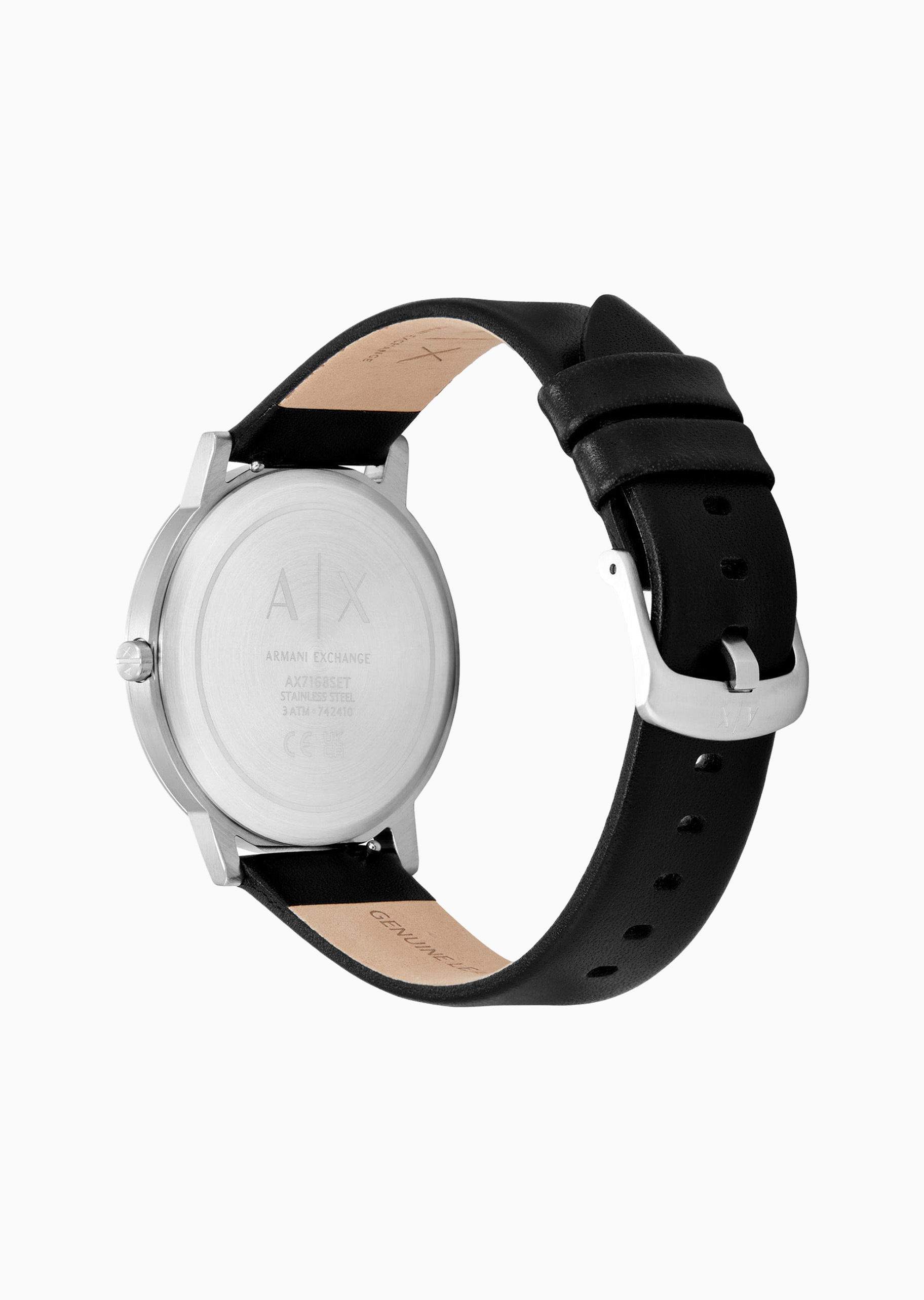 ARMANI EXCHANGE 男士可换表带圆形表盘石英腕表套装