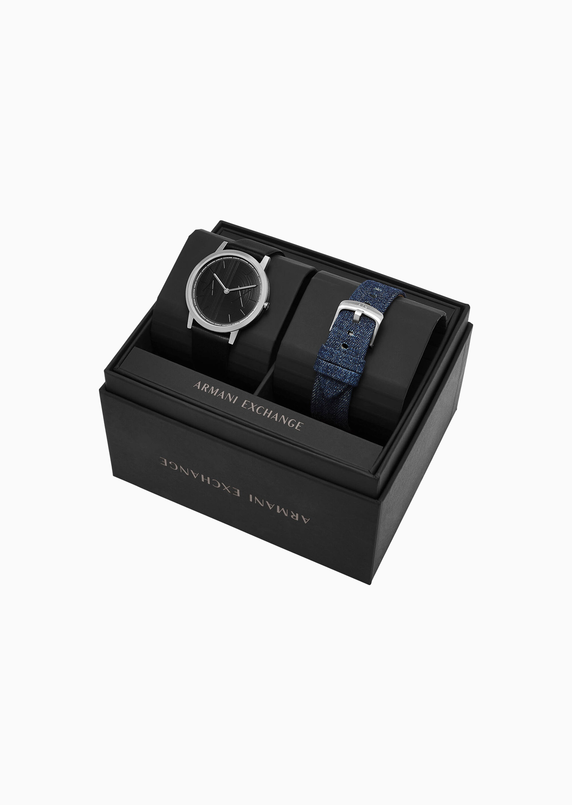 ARMANI EXCHANGE 男士可换表带圆形表盘石英腕表套装