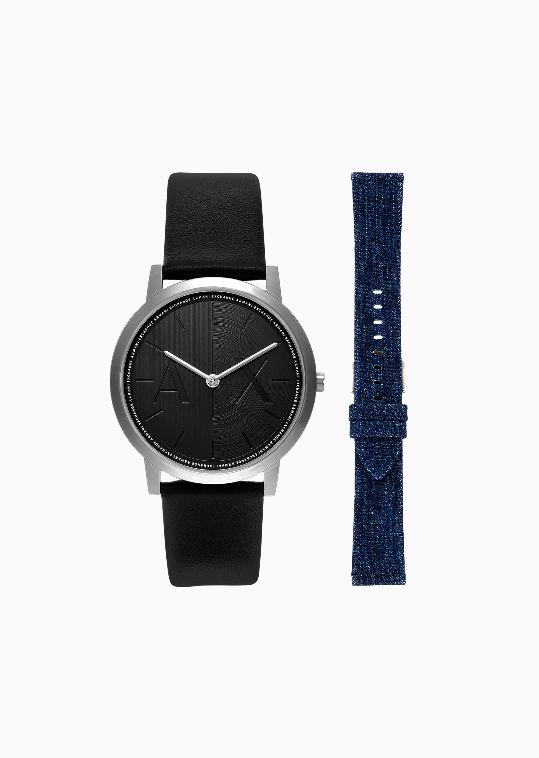 ARMANI EXCHANGE 男士可换表带圆形表盘石英腕表套装