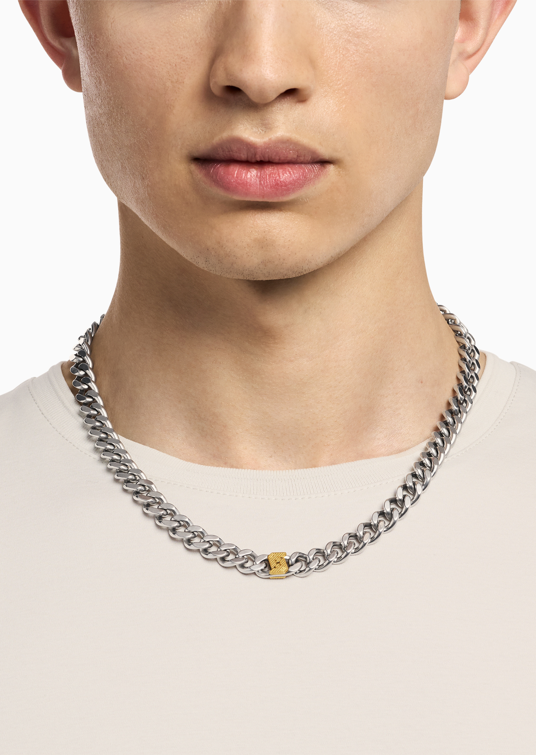 Emporio Armani 男士鹰标环扣古巴链潮流钢质项链