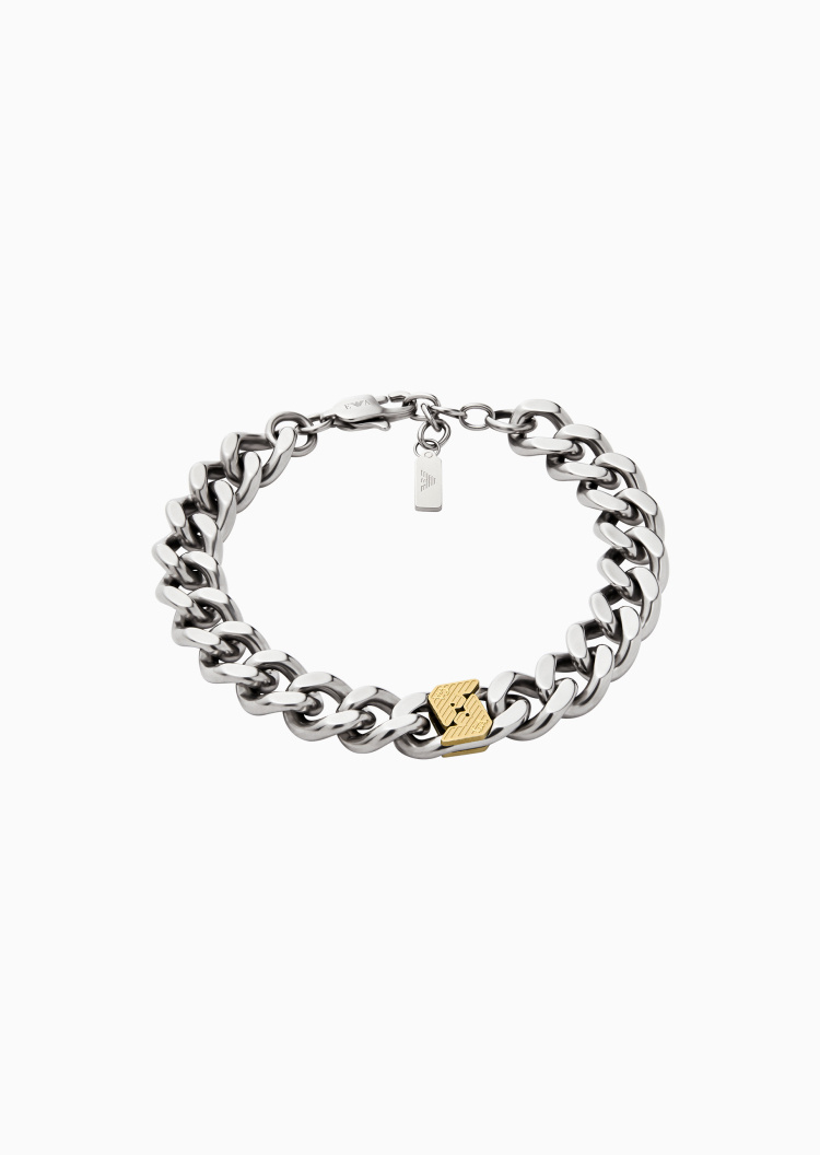 Emporio Armani 男士鹰标环扣古巴链潮流钢质手链