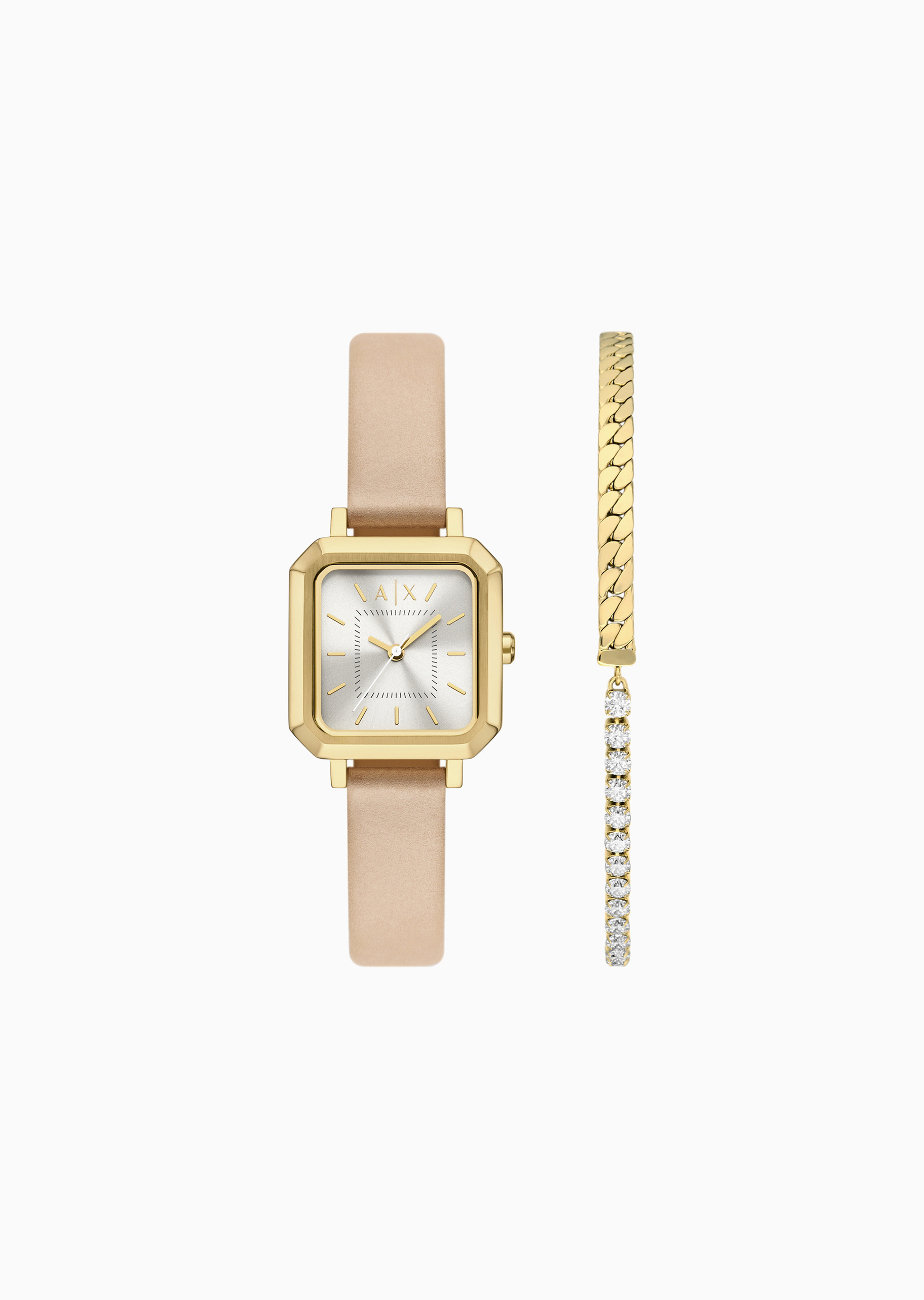 ARMANI EXCHANGE 女士小方表石英腕表手链礼盒套装
