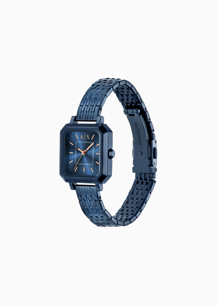 ARMANI EXCHANGE 女士方形小表盘钢质表带石英腕表