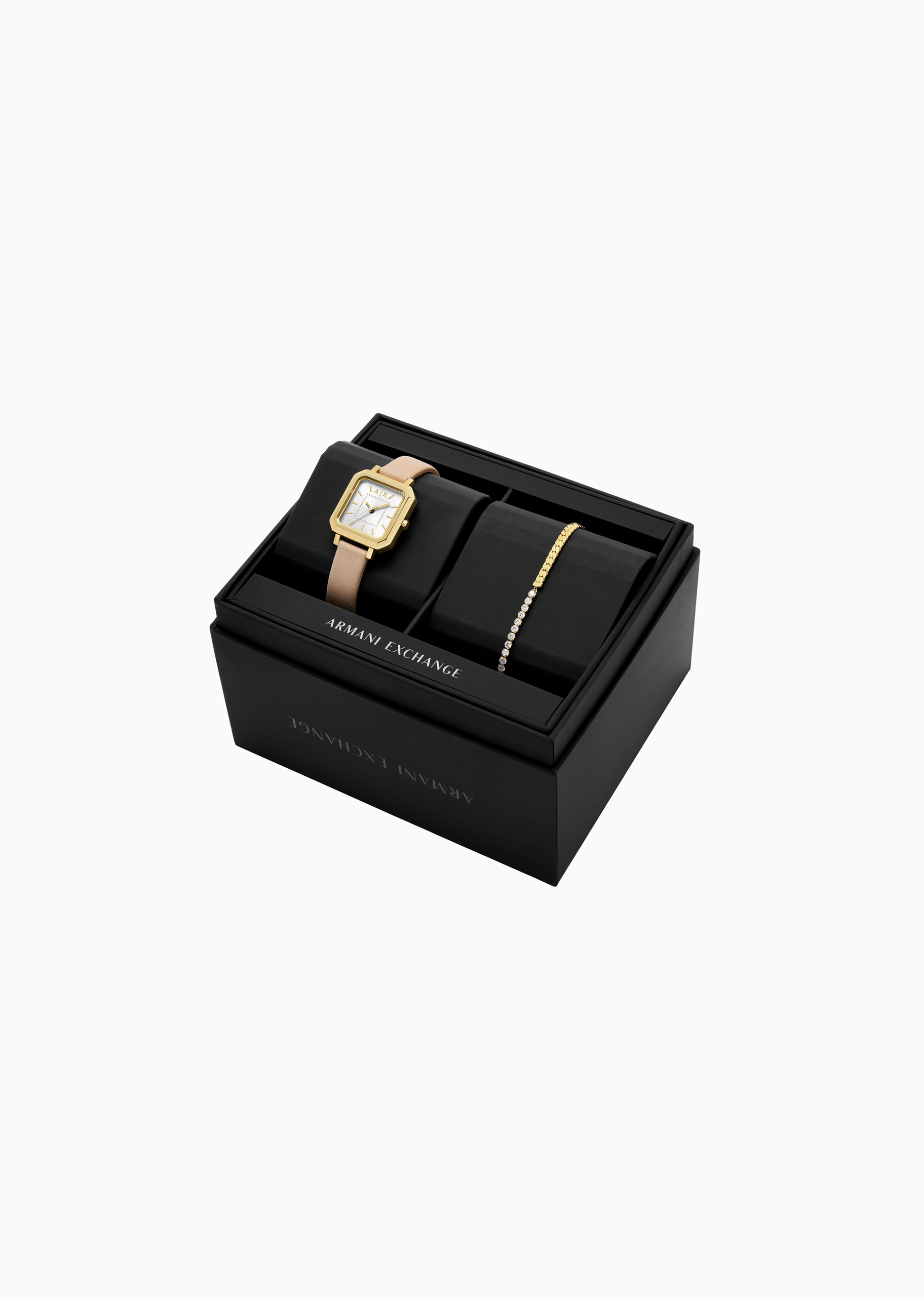 ARMANI EXCHANGE 女士小方表石英腕表手链礼盒套装