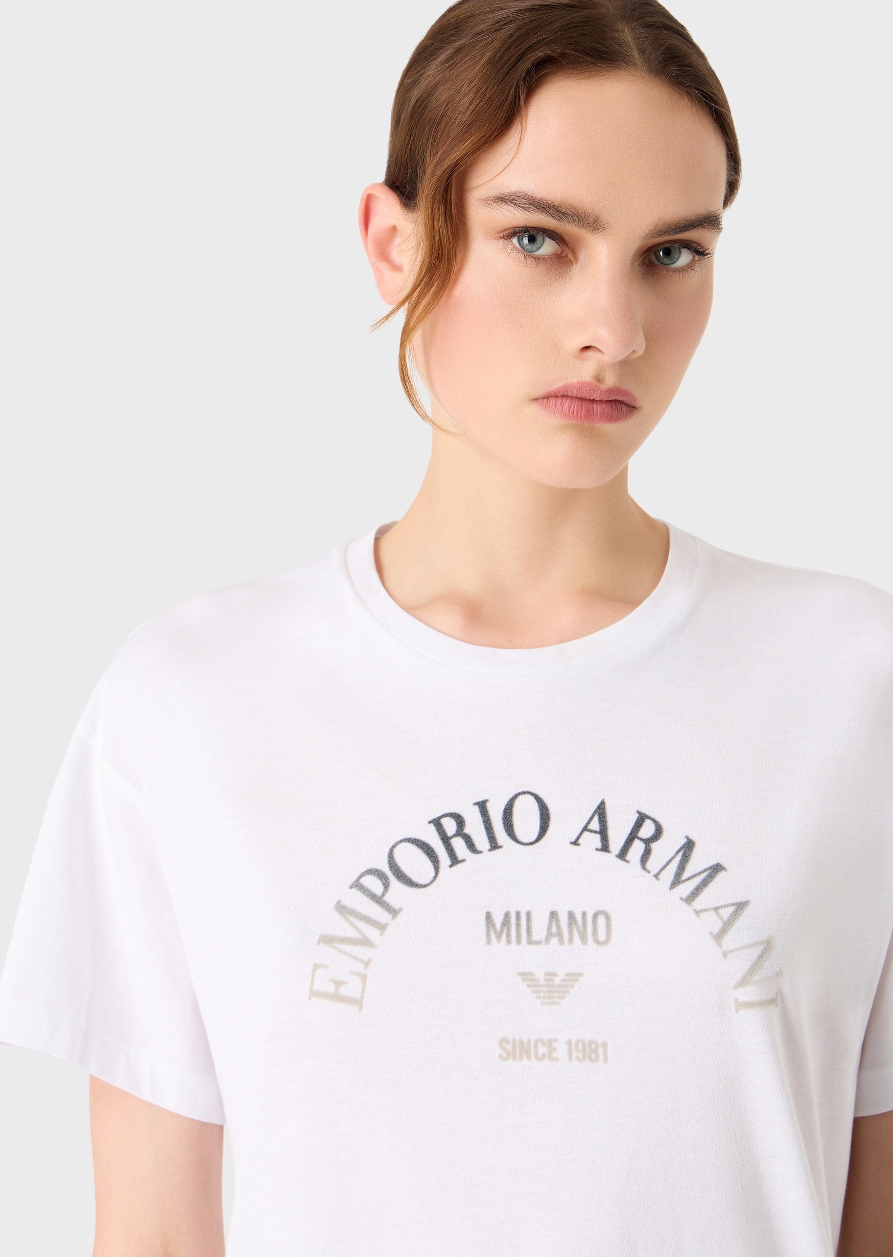Emporio Armani 渐变植绒标识棉质T恤