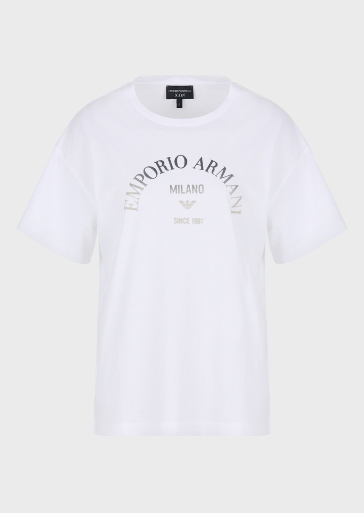 Emporio Armani 渐变植绒标识棉质T恤