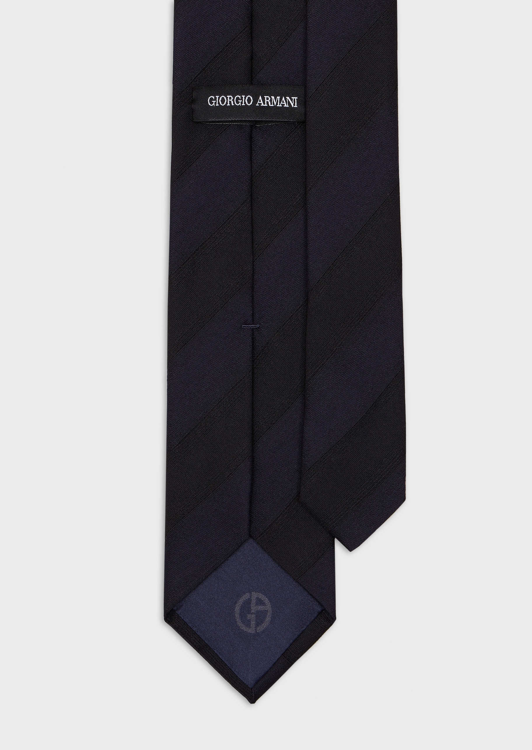 Giorgio Armani 男士休闲商务箭头型绵羊毛宽斜条纹领带