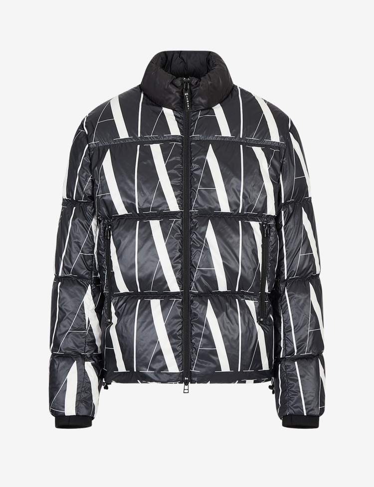 ARMANI EXCHANGE 男士满印字母立领羽绒服