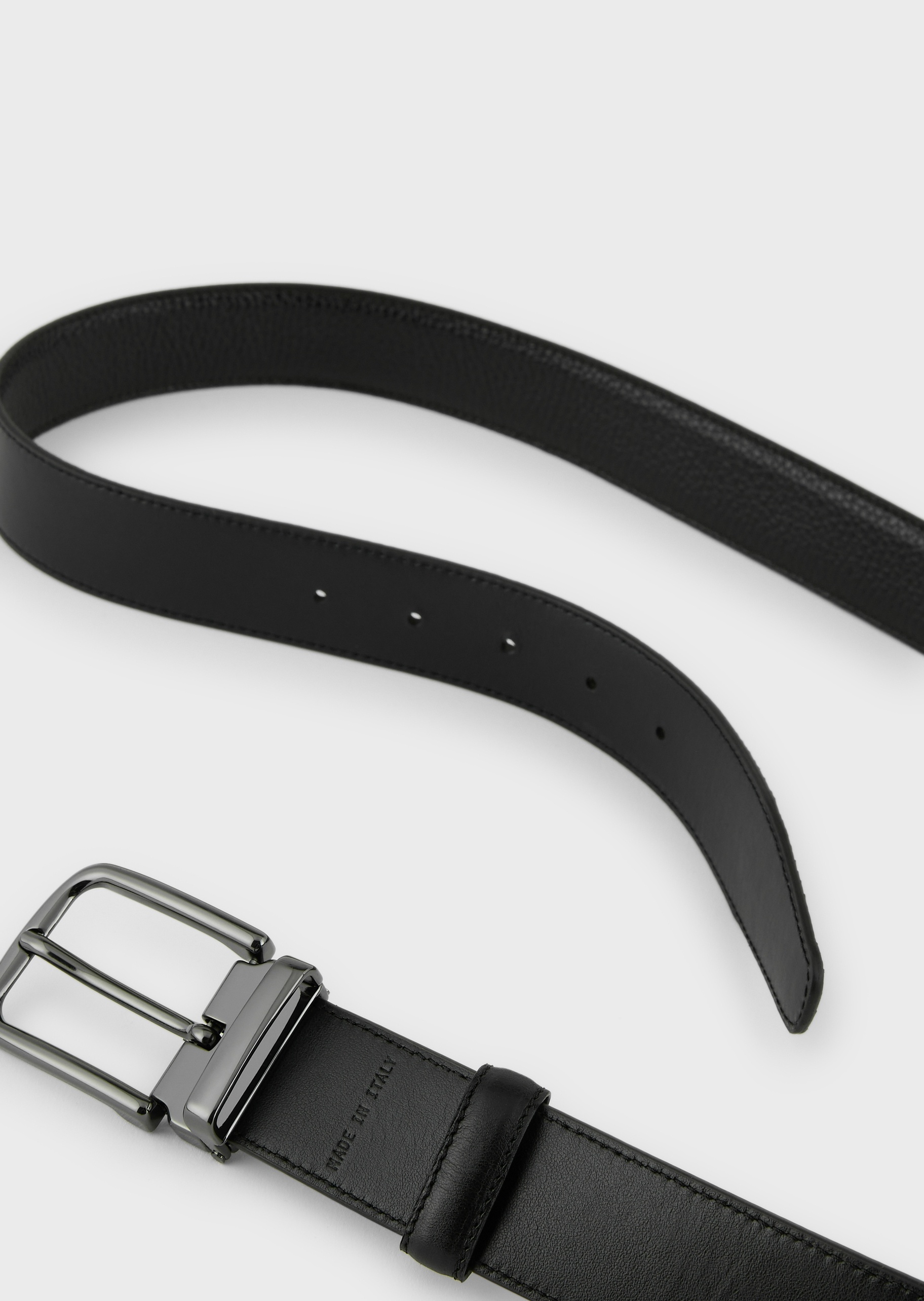 Emporio Armani 正反两用皮革针扣腰带