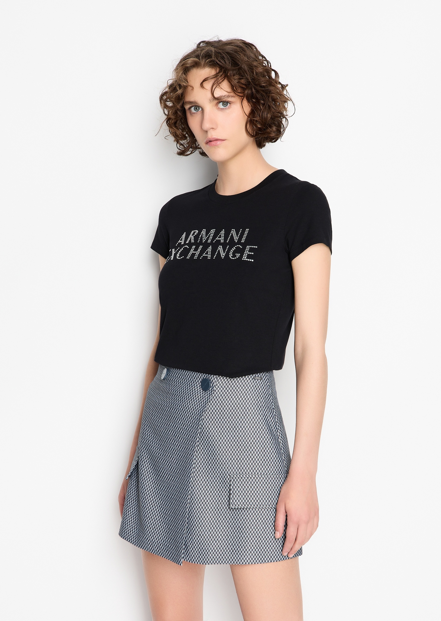 ARMANI EXCHANGE 女士圆领修身纯棉短袖T恤