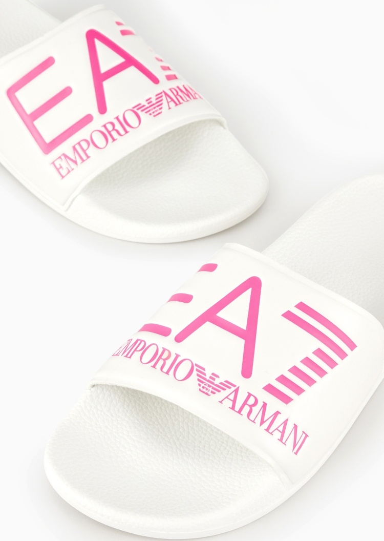 EA7 男女同款单袢带圆头平底印花游泳沙滩拖鞋