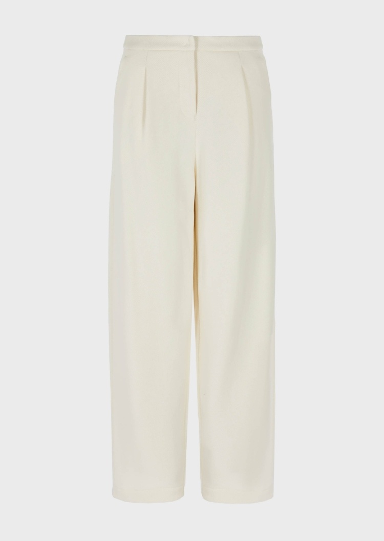 Emporio Armani 可持续系列女全棉暗门襟单压褶直筒纯色卫裤