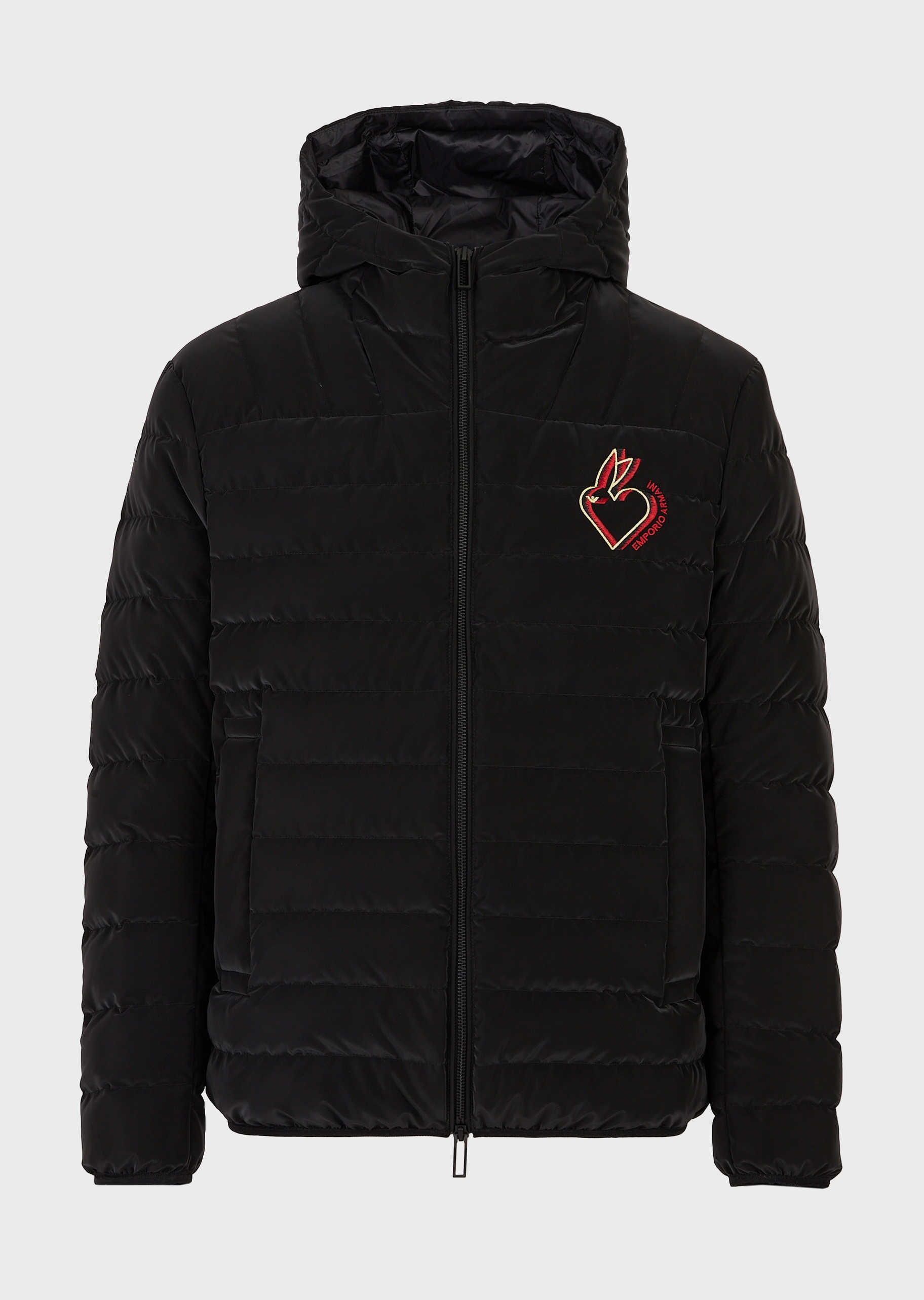 Emporio Armani 绗缝连帽刺绣羽绒服