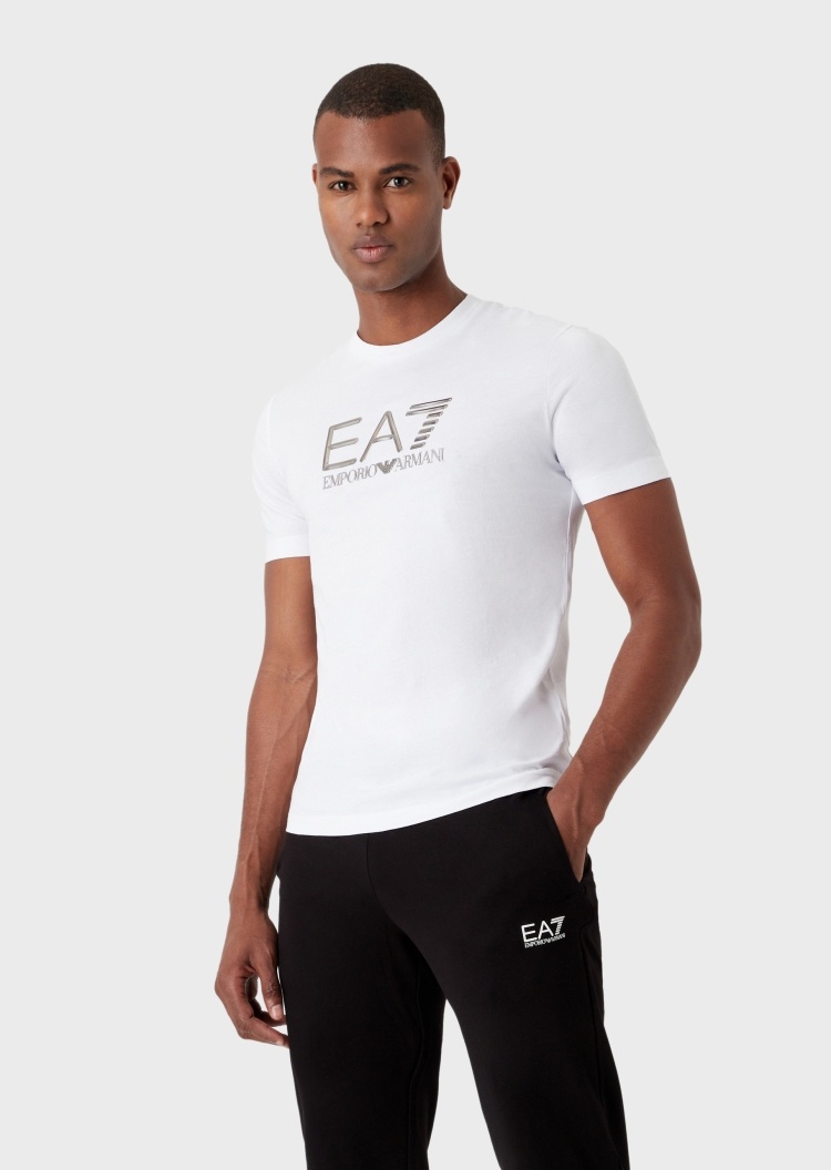 EA7 金属感标识纯棉T恤
