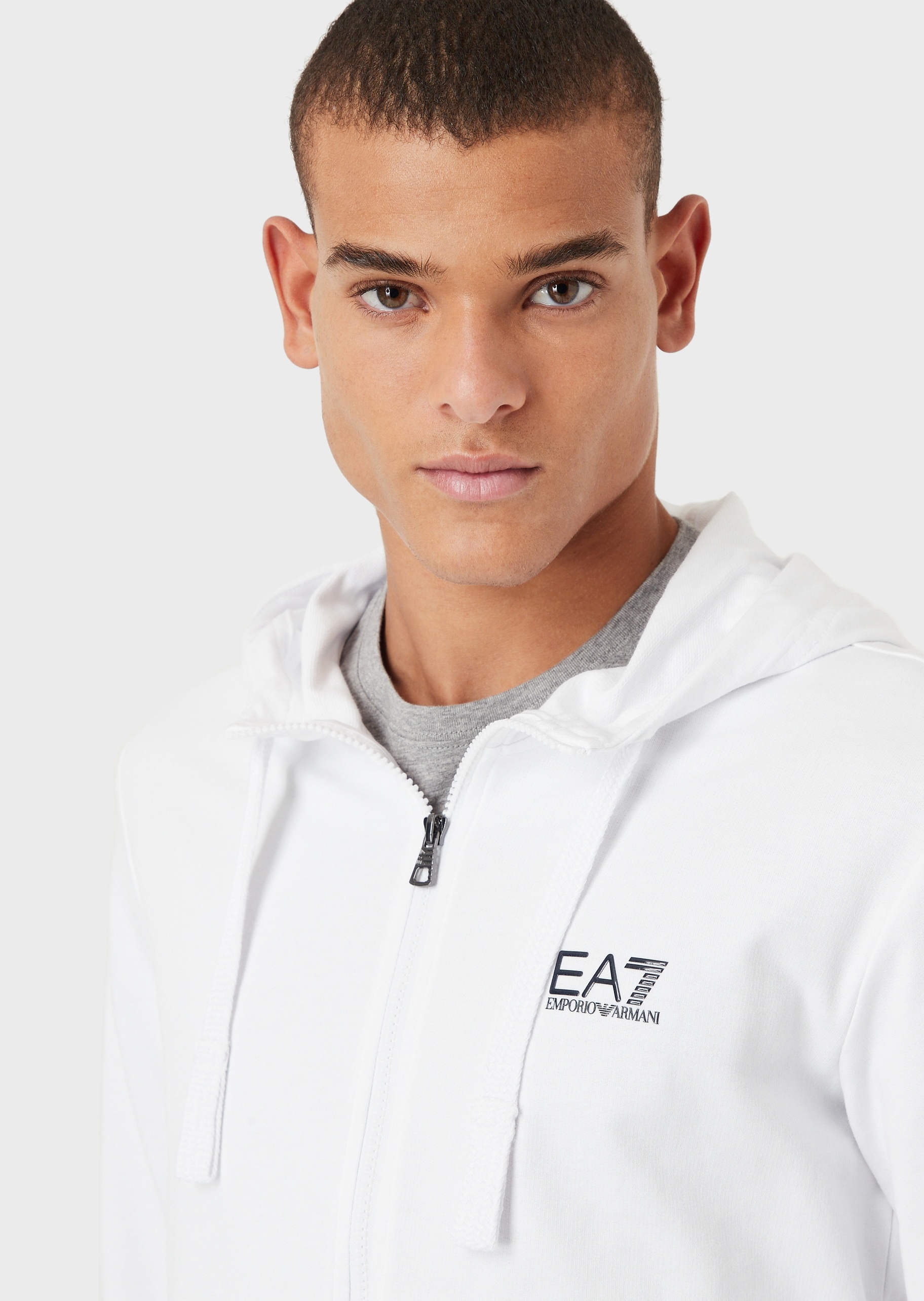 EA7 男士全棉连帽开衫束脚长裤健身训练运动套装